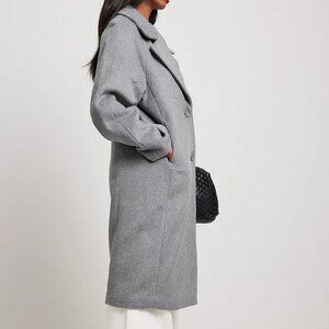 NA-KD Wool Blend Oversized Coat Grey Size 38 / Medium / M NEW